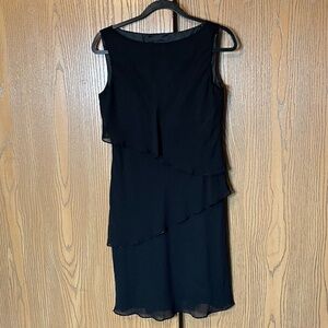 JONES NEW YORK DRESS BLACK SLEEVELESS SEMI-SHEER SEQUINED TIERED SIZE 6